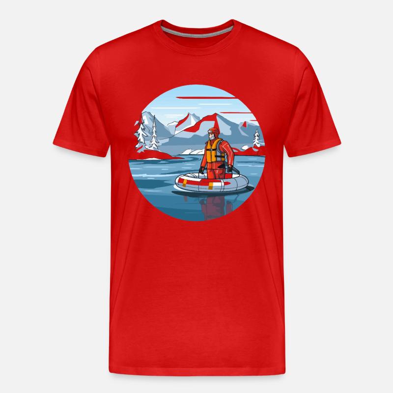 Alpine Rettungsfahrt im Eissee - Männer Premium Bio T-Shirt - Rot