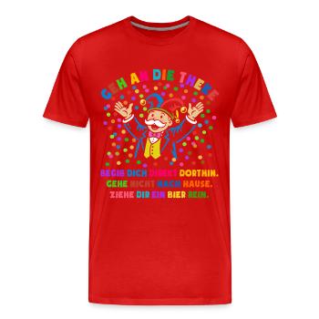 Jubel | Konfetti | Geh an die Theke | Kostüm - Männer Premium Bio T-Shirt - Rot - Vorne - Damien (186cm)