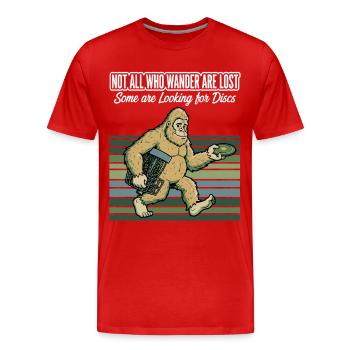 Disc Golf : Tous ceux qui errent ne sont pas perdus - T-shirt bio Premium Homme - rouge - Devant - Damien (186cm)