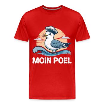 Mer Baltique MOIN POEL Souvenir Mouette Drôle - T-shirt bio Premium Homme - rouge - Devant - Damien (186cm)