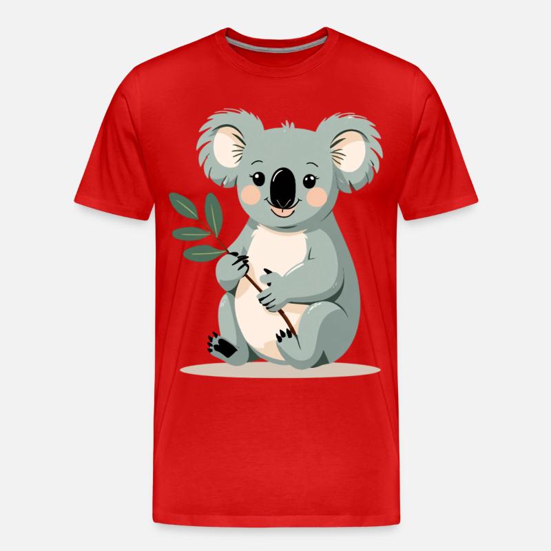 Kleiner Koala mit Blattzweig - Männer Premium Bio T-Shirt - Rot