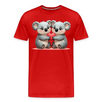 Koalas with a heart: friendship - Men's Premium Organic T-Shirt - red - Front - Damien (186cm)