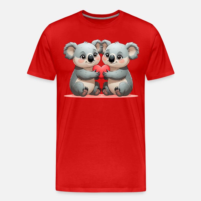 Koalas mit Herz: Freundschaft - Männer Premium Bio T-Shirt - Rot