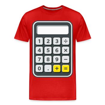 Taschenrechner Kostüm Karneval Fasching Nerd  - Männer Premium Bio T-Shirt - Rot - Vorne - Damien (186cm)