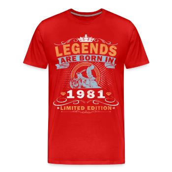 1981 Vintage Motorcycle Biker Birthday Born - Men's Premium Organic T-Shirt - red - Front - Damien (186cm)