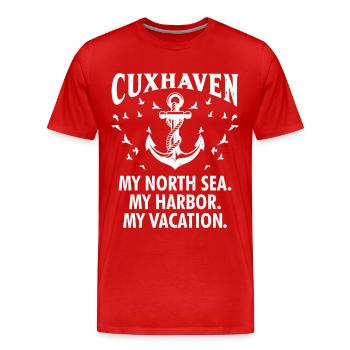 Cuxhavener MY NORTH SEA MY PORT CUXHAVEN - Men's Premium Organic T-Shirt - red - Front - Damien (186cm)