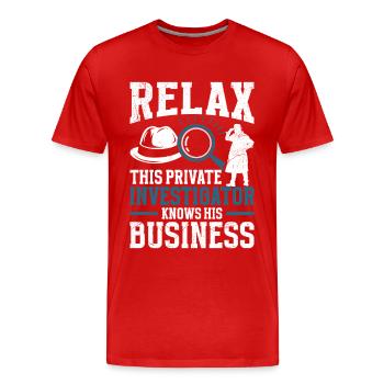 Kostüm für Privatdetektivweste und Sicherheitsmann - Männer Premium Bio T-Shirt - Rot - Vorne - Damien (186cm)
