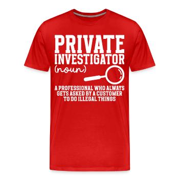 Privatdetektiv-Kostümbeobachtung Privatdetektiv - Männer Premium Bio T-Shirt - Rot - Vorne - Damien (186cm)