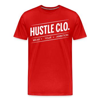 Hustle Clo Ambition Logo - T-shirt bio Premium Homme - rouge - Devant - Damien (186cm)