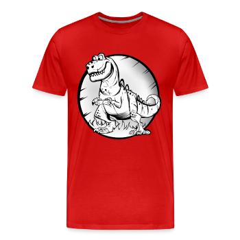 Joueur T Rex - T-shirt bio Premium Homme - rouge - Devant - Damien (186cm)
