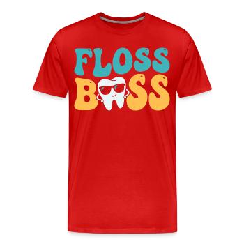 Assistant dentaire dentaire Floss - T-shirt bio Premium Homme - rouge - Devant - Damien (186cm)