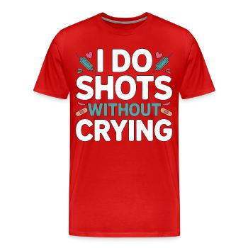 Infirmière pédiatrique : je fais des injections sans pleurer, infirmière en pédiatrie - T-shirt bio Premium Homme - rouge - Devant - Damien (186cm)