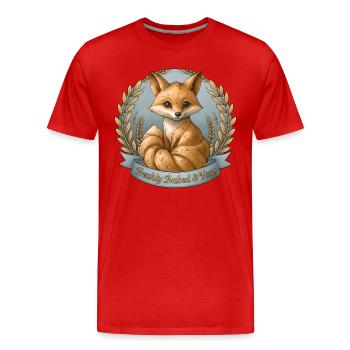 Fraîchement cuit & Foxy – Illustration de renard - T-shirt bio Premium Homme - rouge - Devant - Damien (186cm)