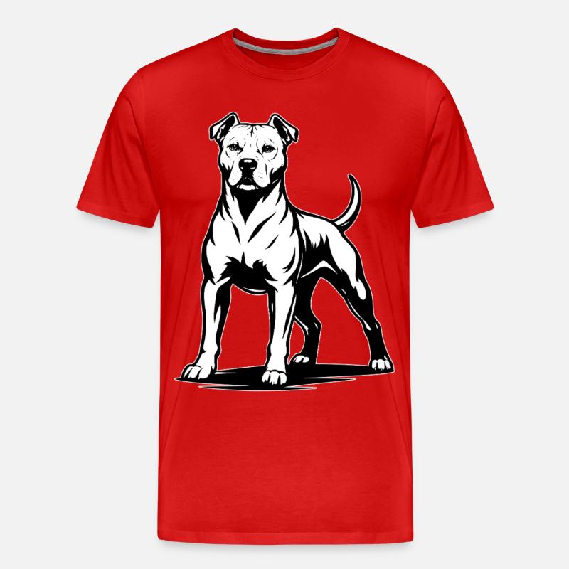 Pitbull in stolzer Pose - Männer Premium Bio T-Shirt - Rot