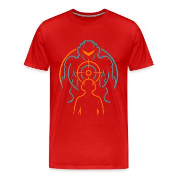 Mecha Gamer, Viseur de Jeu - T-shirt bio Premium Homme - rouge - Devant - Damien (186cm)