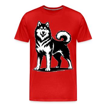 Malamute d’Alaska dans une pose fière - T-shirt bio Premium Homme - rouge - Devant - Damien (186cm)