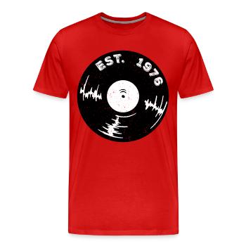 Est 1976 Vinyl  - Männer Premium Bio T-Shirt - Rot - Vorne - Damien (186cm)