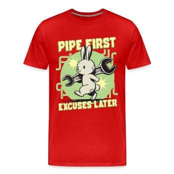Pipelayer Pipe Builder Pipe First - Men's Premium Organic T-Shirt - red - Front - Damien (186cm)