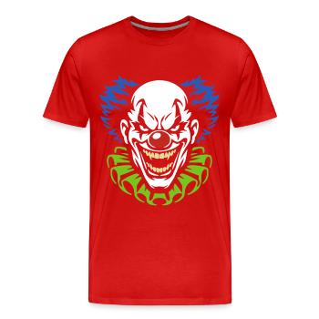 Clown démoniaque avec un costume souriant - T-shirt bio Premium Homme - rouge - Devant - Damien (186cm)