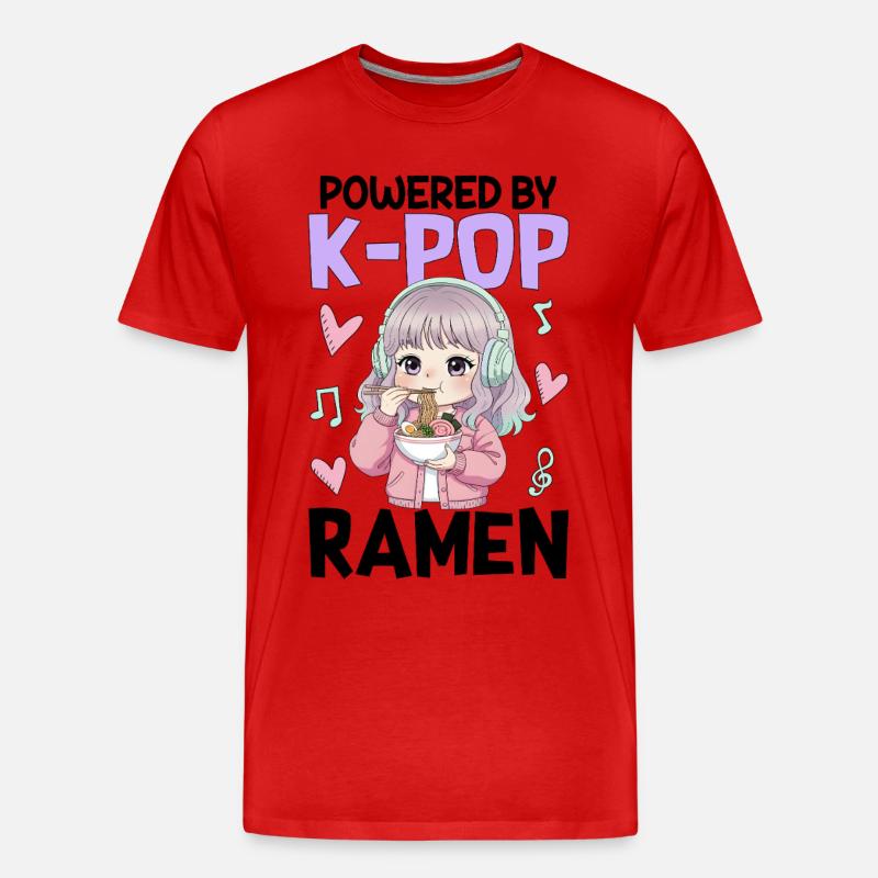 Powered By K-Pop Ramen - Männer Premium Bio T-Shirt - Rot
