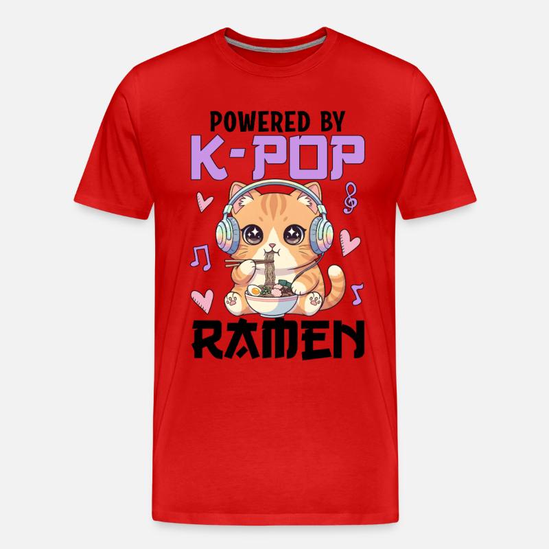 Powered By K-Pop Ramen - Männer Premium Bio T-Shirt - Rot