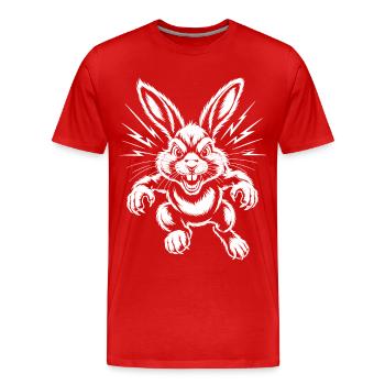 Lapin agressif - T-shirt bio Premium Homme - rouge - Devant - Damien (186cm)