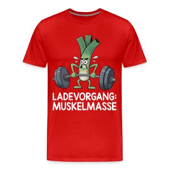 Weightlifter LOADING MUSCLE MASS Funny - Men's Premium Organic T-Shirt - red - Front - Damien (186cm)
