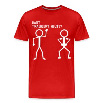 Strichmännchen HART TRAINIERT HEUTE Lustiges - Männer Premium Bio T-Shirt - Rot - Vorne - Damien (186cm)