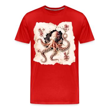 Oktopus - Männer Premium Bio T-Shirt - Rot - Vorne - Damien (186cm)