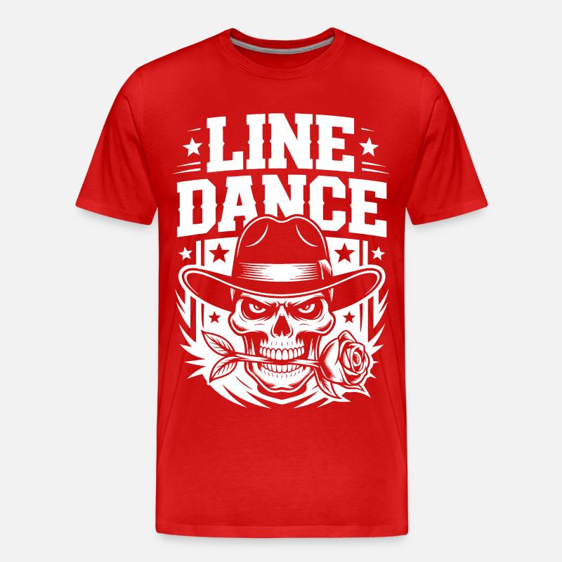 Line Dance Skelett mit Rose - Männer Premium Bio T-Shirt - Rot
