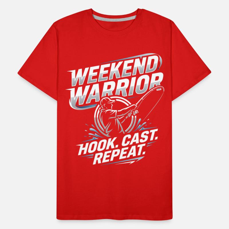 Weekend Warrior Hook Cast Repeat Angler Spruch Männer Premium Bio T-Shirt