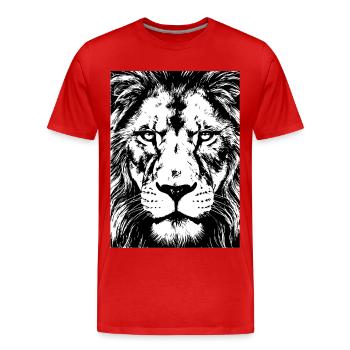 Regard de Lion Intense Puissance - T-shirt bio Premium Homme - rouge - Devant - Damien (186cm)