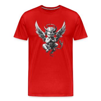 Engel und Teufel: Schwarzweiß - Männer Premium Bio T-Shirt - Rot - Vorne - Damien (186cm)