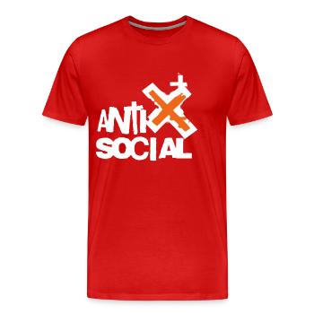 Anti Social Street Art Logo - Men's Premium Organic T-Shirt - red - Front - Damien (186cm)