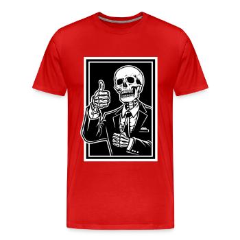 Squelette en costume pouce levé - T-shirt bio Premium Homme - rouge - Devant - Damien (186cm)