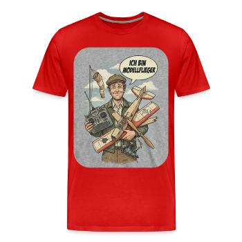 Model airplane in vintage style - Men's Premium Organic T-Shirt - red - Front - Damien (186cm)
