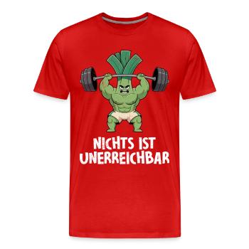 Kraftsport NICHTS IST UNERREICHBAR Lustiges - Männer Premium Bio T-Shirt - Rot - Vorne - Damien (186cm)