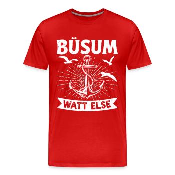 Vacances à la mer du Nord BÜSUM WATT AUTREMENT DRÔLE - T-shirt bio Premium Homme - rouge - Devant - Damien (186cm)