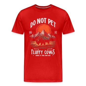 Vintage Buffalo Do Not Pet Fluffy Cows Funny Bison - Men's Premium Organic T-Shirt - red - Front - Damien (186cm)
