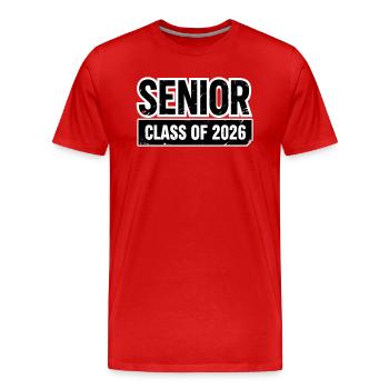 PROMOTION DE TERMINALE 2026 Diplômés Fiers - T-shirt bio Premium Homme - rouge - Devant - Damien (186cm)