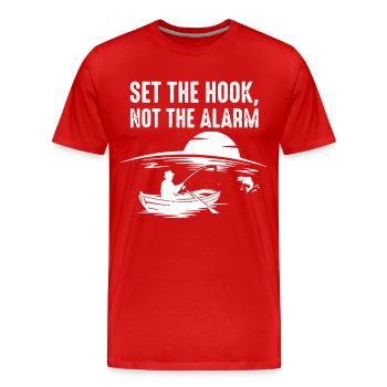 Accroche, pas l’alarme, pêcheur Spruch - T-shirt bio Premium Homme - rouge - Devant - Damien (186cm)