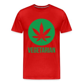 Vegetarian Cannabis – Funny Stoner Design - Men's Premium Organic T-Shirt - red - Front - Damien (186cm)