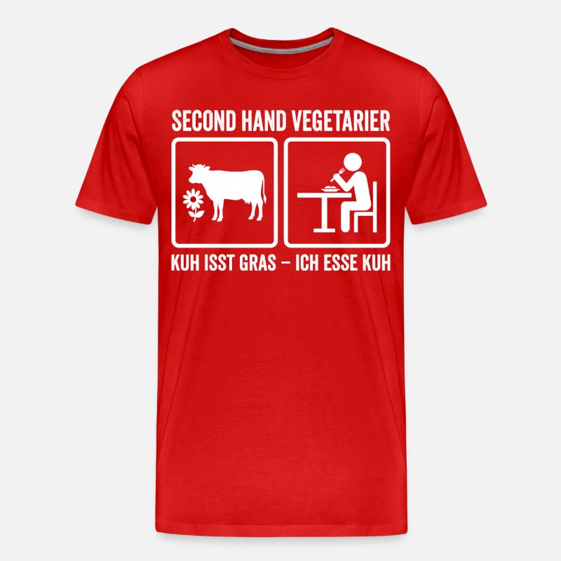 Second Hand Vegetarier – Lustiges Fleisch Design - Männer Premium Bio T-Shirt - Rot