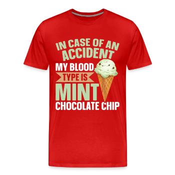 Mint Chocolate Chip Flavour Waffle Cone Mint - Men's Premium Organic T-Shirt - red - Front - Damien (186cm)