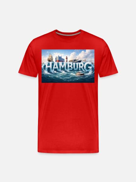 Hamburg Waves at the harbour - Men's Premium Organic T-Shirt - red