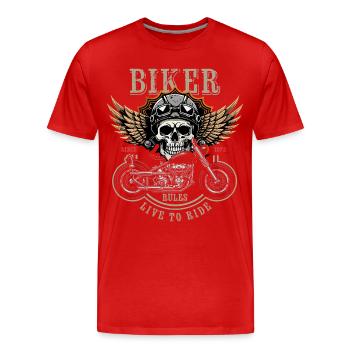 Biker Rules - Since 1978 - Live to Ride - Männer Premium Bio T-Shirt - Rot - Vorne - Damien (186cm)