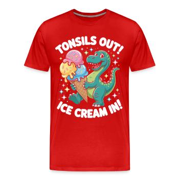 T Rex Eiscreme Jubel - Männer Premium Bio T-Shirt - Rot - Vorne - Damien (186cm)