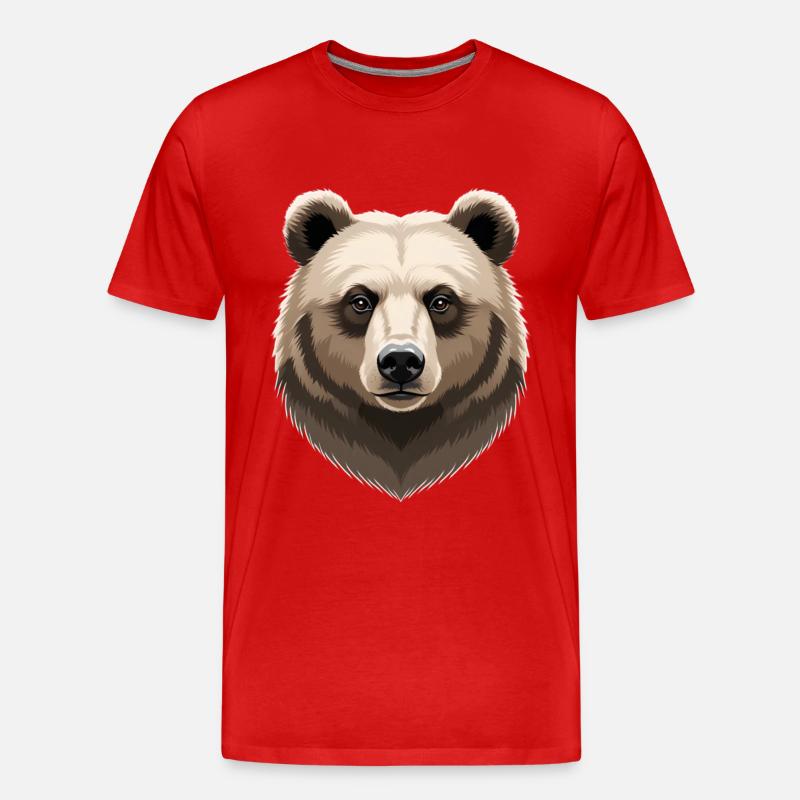 Waldbär Kopf Illustration - Männer Premium Bio T-Shirt - Rot