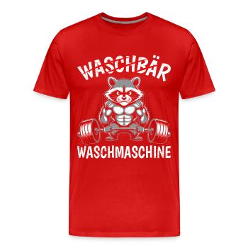 Weight Exercise RACCOON WASHING MACHINE Funny - Men's Premium Organic T-Shirt - red - Front - Damien (186cm)