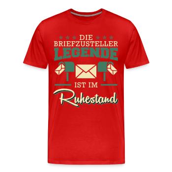 Rentner DIE BRIEFZUSTELLER LEGENDE IM RUHESTAND - Männer Premium Bio T-Shirt - Rot - Vorne - Damien (186cm)